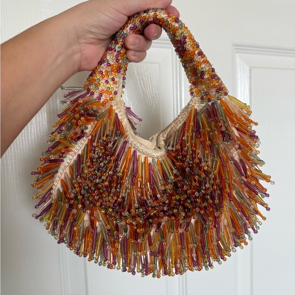 Handbags - Beaded Fringe Mini Bag in Multicolor - Stylish Evening Accent